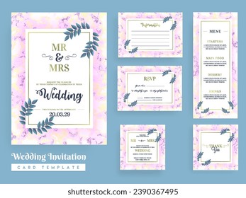 Floral Wedding Invitation Card Templates like as Information, Menu, RSVP and Thank You Card.