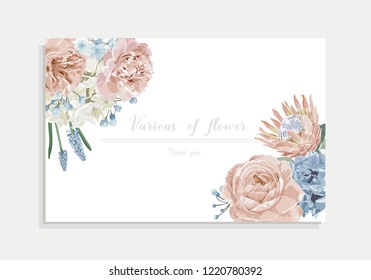 Floral wedding invitation card and vector greeting with flower.