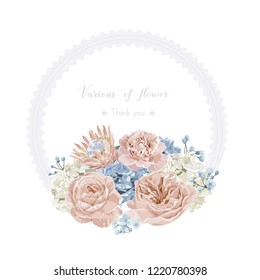 Floral wedding invitation card and vector greeting with flower.