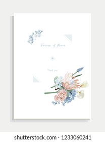 Floral wedding invitation card and vector greeting with flower.