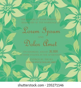 Floral wedding invitation card. Vector illustration