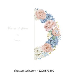 Floral wedding invitation card ,white label and vector greeting vintage with flower.