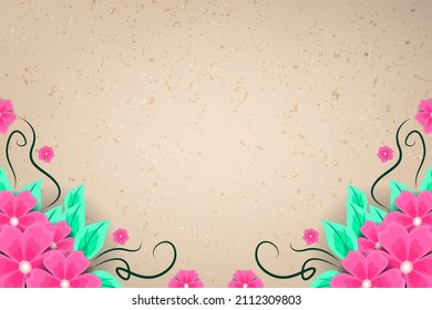 Floral wedding invitation decoration template with watercolor flower and old paper background element.