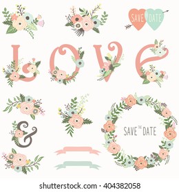 Floral Wedding invitation design elements
