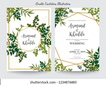 Floral Wedding Invitation elegant invite, thank you, rsvp card vector Design: garden pink, peach Rose flower, trendy bouquet