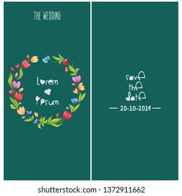 Floral Wedding Invitation elegant invite card vector Design. green background wedding invitation