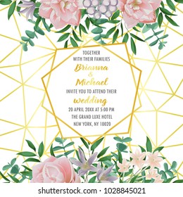 Floral wedding invitation and