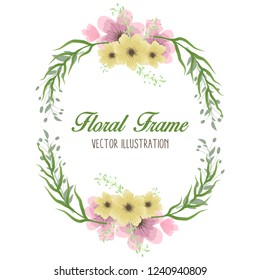 Floral Wedding Invitation with Menu Template. Pretty wedding invitation with a floral frame. floral frame desgin, Wedding, Invitation, Card and Vector.