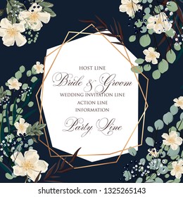 Floral wedding invitation peony rose greenery