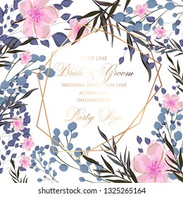 Floral wedding invitation peony rose greenery