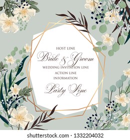 Floral Wedding Invitation Peony Rose Greenery