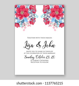 Floral wedding invitation printable template card vector flower wreath for bridal shower invitation baby shower party anniversary