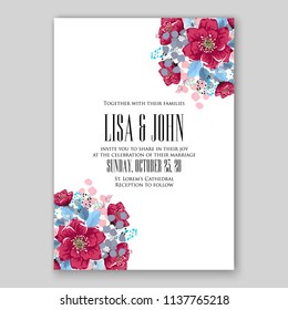 Floral wedding invitation printable template card vector flower wreath for bridal shower invitation baby shower party anniversary