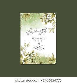 floral wedding invitation and save the date with greenery