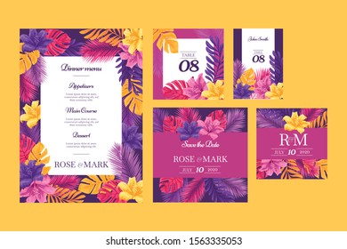 Floral wedding invitation and stationery templates