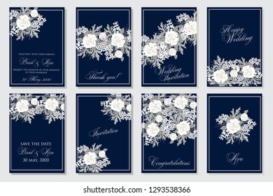 floral wedding invitation with succulents - Vector