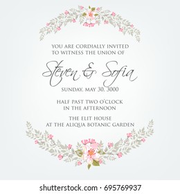 Floral wedding invitation template card