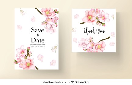 Floral wedding invitation template set with beautiful valentine flower