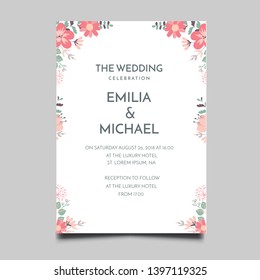 Floral Wedding Invitation Template Vector Design