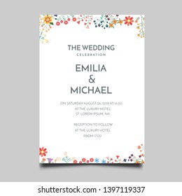 Floral Wedding Invitation Template Vector Design