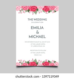 Floral Wedding Invitation Template Vector Design
