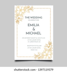 Floral Wedding Invitation Template Vector Design