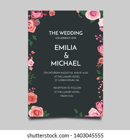 Floral Wedding Invitation  Template Vector Design