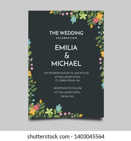 Floral Wedding Invitation  Template Vector Design