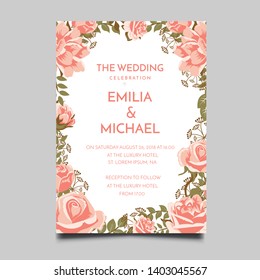 Floral Wedding Invitation  Template Vector Design