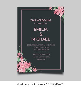 Floral Wedding Invitation  Template Vector Design
