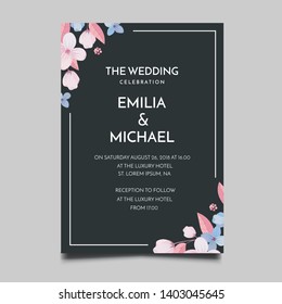 Floral Wedding Invitation  Template Vector Design