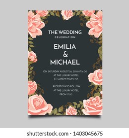 Floral Wedding Invitation  Template Vector Design