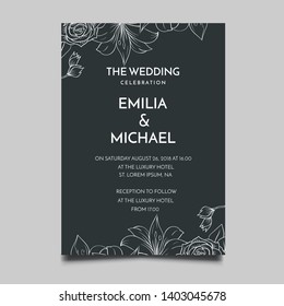 Floral Wedding Invitation  Template Vector Design