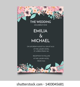 Floral Wedding Invitation  Template Vector Design