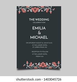 Floral Wedding Invitation  Template Vector Design