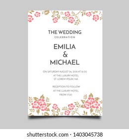 Floral Wedding Invitation  Template Vector Design