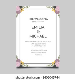 Floral Wedding Invitation  Template Vector Design