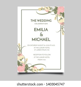 Floral Wedding Invitation  Template Vector Design