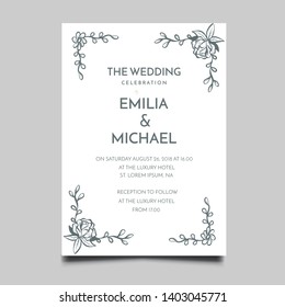 Floral Wedding Invitation  Template Vector Design