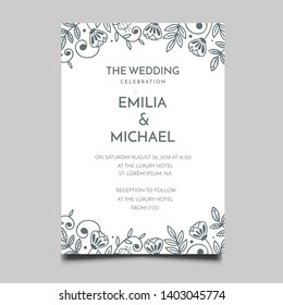 Floral Wedding Invitation  Template Vector Design
