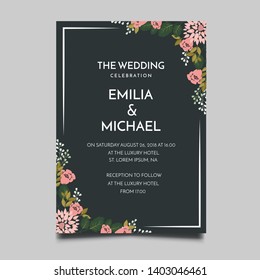 Floral Wedding Invitation  Template Vector Design