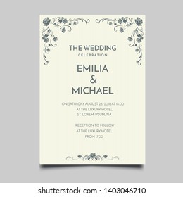 Floral Wedding Invitation  Template Vector Design