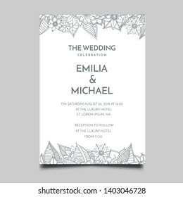 Floral Wedding Invitation  Template Vector Design
