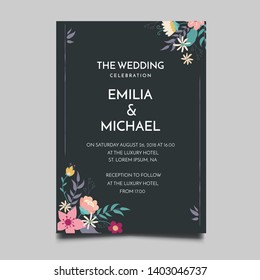 Floral Wedding Invitation  Template Vector Design