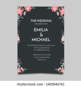 Floral Wedding Invitation  Template Vector Design