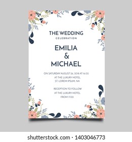 Floral Wedding Invitation  Template Vector Design