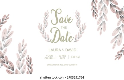 Vector de plantilla de invitación a boda floral