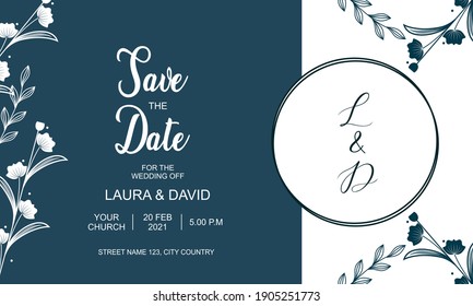 Floral wedding invitation template vector