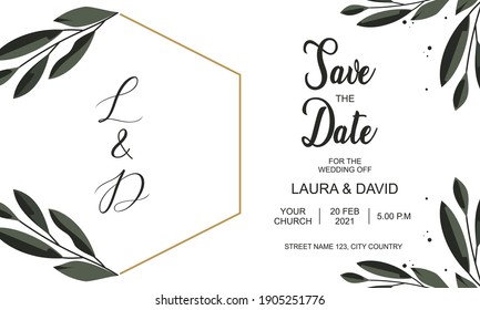 Floral wedding invitation template vector