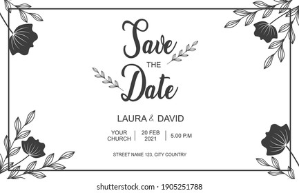 Vector de plantilla de invitación a boda floral